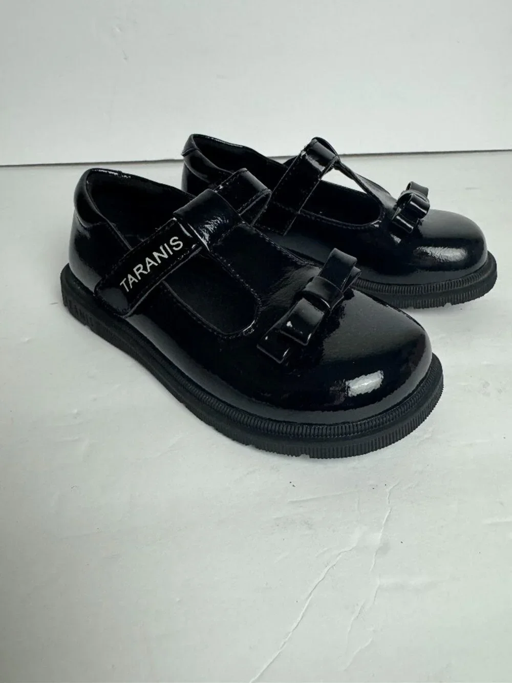 NEW Taranis Girl Toddler Flat Shoes Bow & Strap Black Mary Janes Size 9.5 EU 26